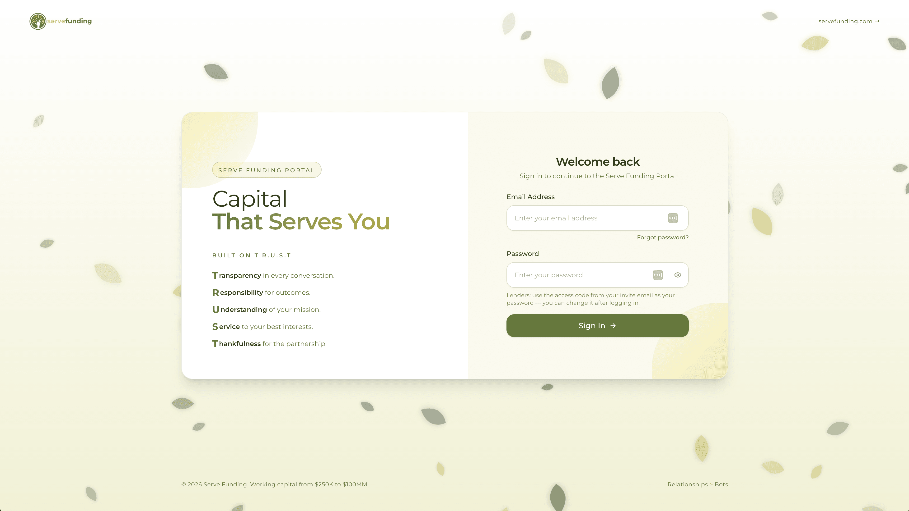 Serve Funding project screenshot