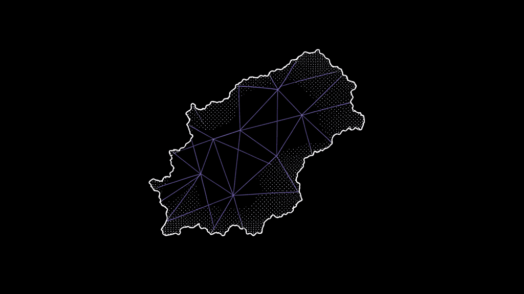 Abstract digital map of Estonia with connection lines \u2014 local AI agency advantage