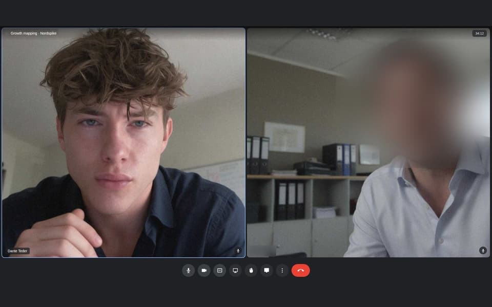 Dante from Nordspike on a growth-mapping call over Google Meet